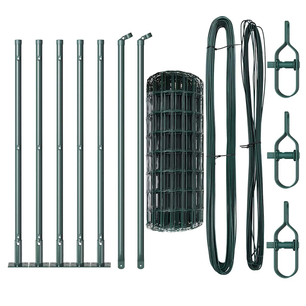 vidaXL Euro Fence with Concrete Base 10 x 0.6 m PVC-Coated Steel Green 6