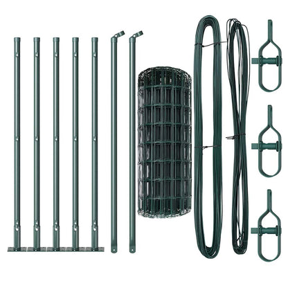 vidaXL Euro Fence with Concrete Base 10 x 0.6 m PVC-Coated Steel Green 6