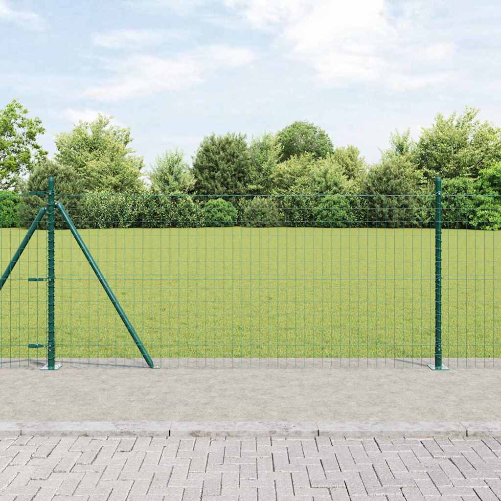 vidaXL Euro Fence with Concrete Base 10 x 1 m PVC-Coated Steel Green 1