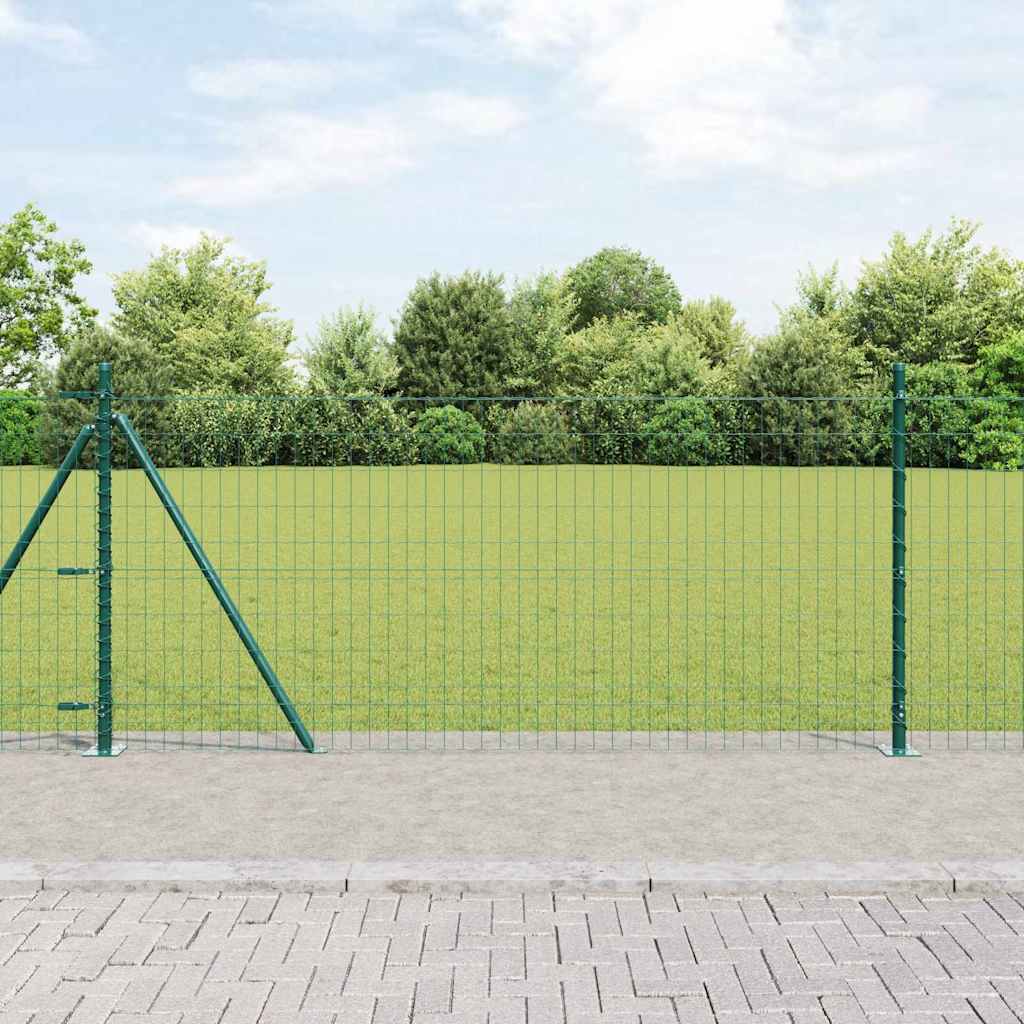 vidaXL Euro Fence with Concrete Base 10 x 1 m PVC-Coated Steel Green 1