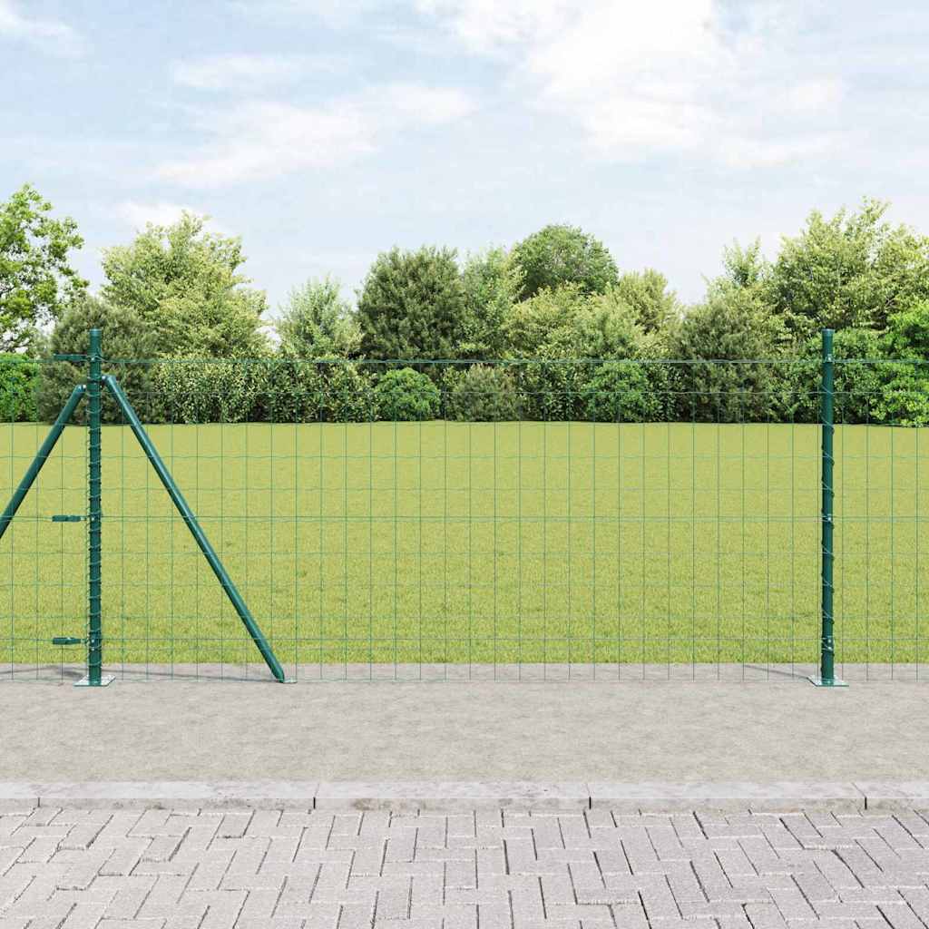 vidaXL Euro Fence with Concrete Base 10 x 0.8 m PVC-Coated Steel Green 1