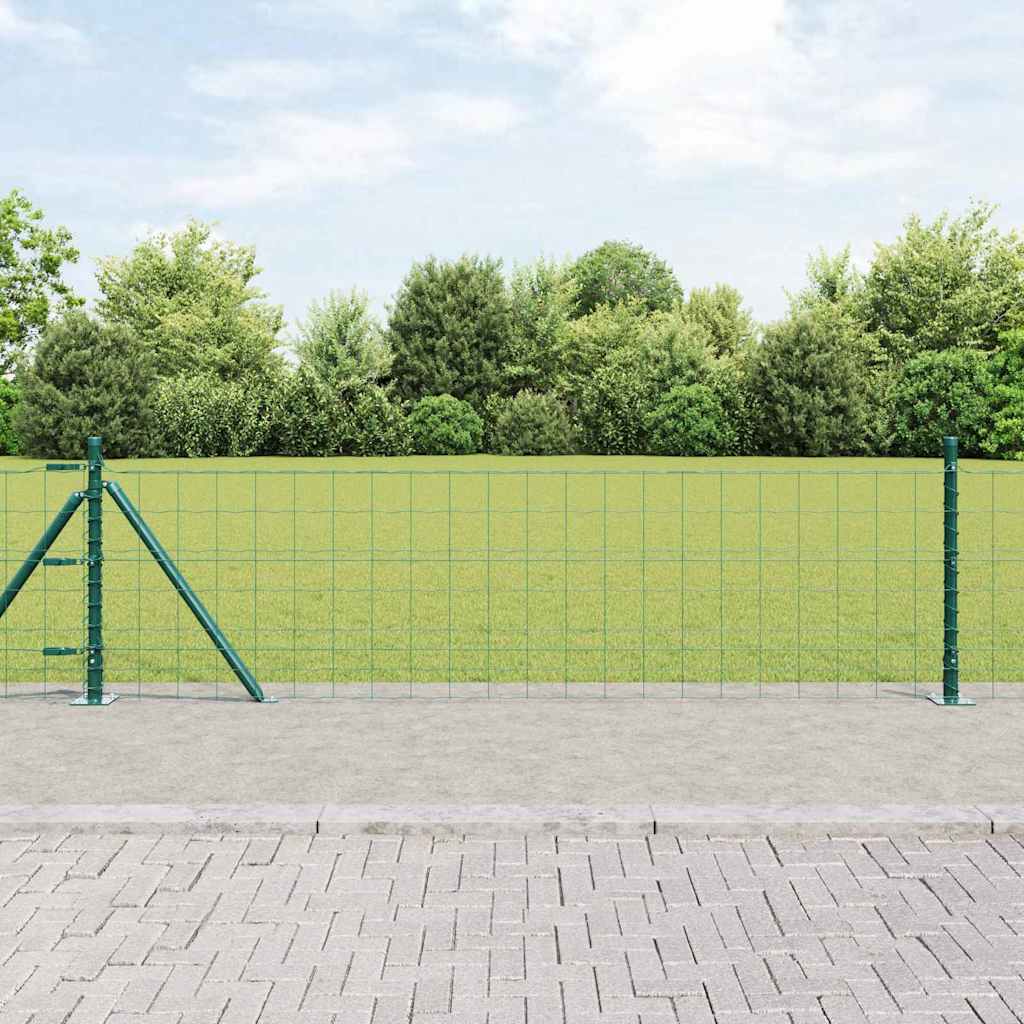 vidaXL Euro Fence with Concrete Base 25 x 0.4 m PVC-Coated Steel Green 1