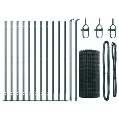 vidaXL Euro Fence with Concrete Base 25 x 0.4 m PVC-Coated Steel Green 6