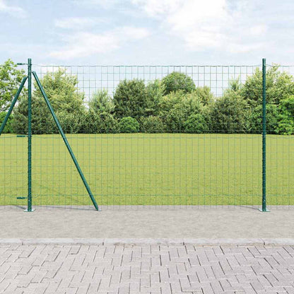 vidaXL Euro Fence with Concrete Base 10 x 0.8 m PVC-Coated Steel Concrete Base Fix Green mesh Size 76 x 63 mm mesh