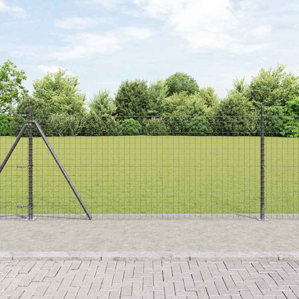 vidaXL Euro Fence with Concrete Base 10 x 1 m PVC-Coated Steel Grey 1