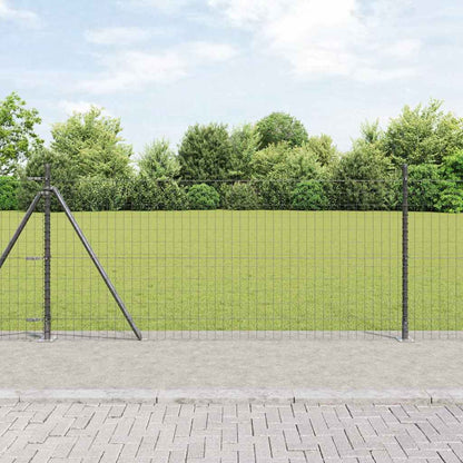 vidaXL Euro Fence with Concrete Base 10 x 0.8 m PVC-Coated Steel Grey 1