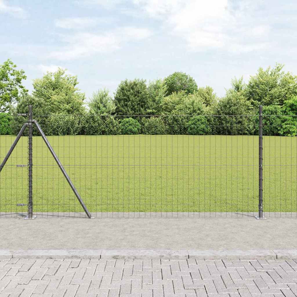 vidaXL Euro Fence with Concrete Base 10 x 1 m PVC-Coated Steel Grey 1