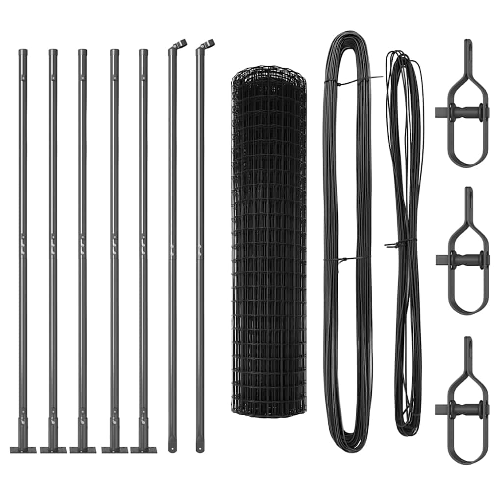 vidaXL Euro Fence with Concrete Base 10 x 1 m PVC-Coated Steel Grey 6