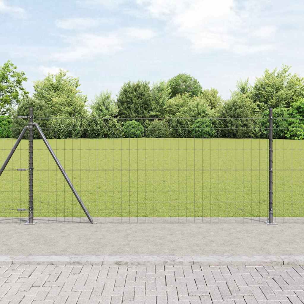 vidaXL Euro Fence with Concrete Base 10 x 1 m PVC-Coated Steel Grey 1