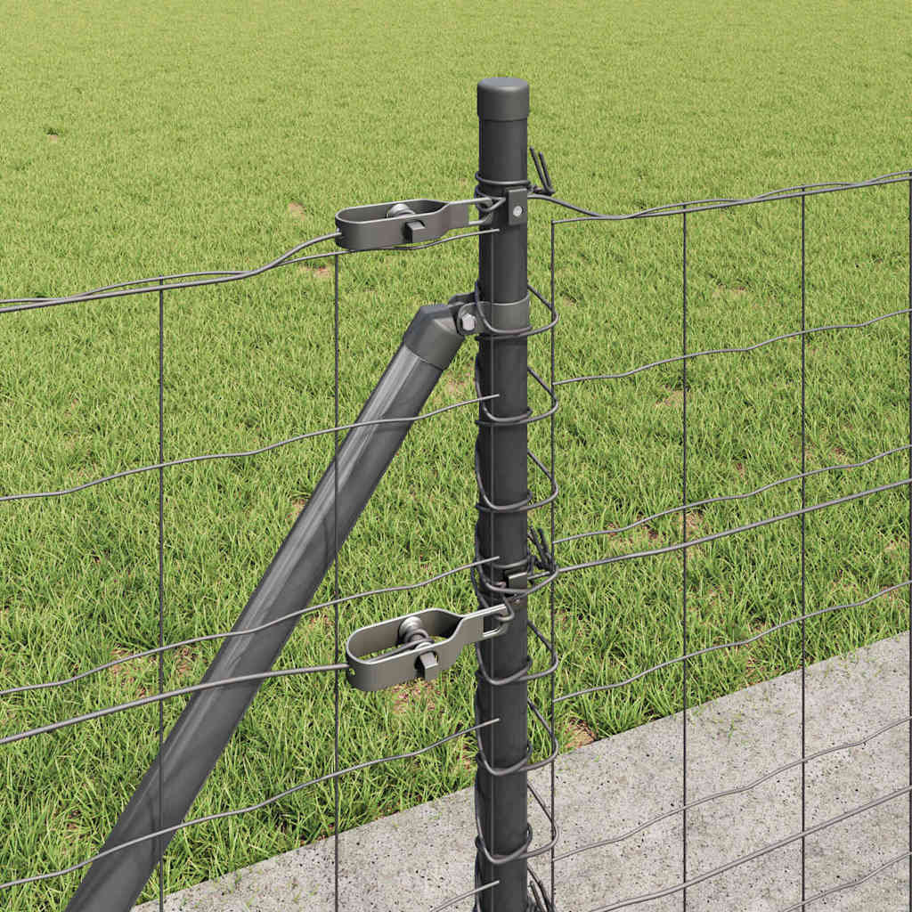 vidaXL Euro Fence with Concrete Base 25 x 0.4 m PVC-Coated Steel Grey 5