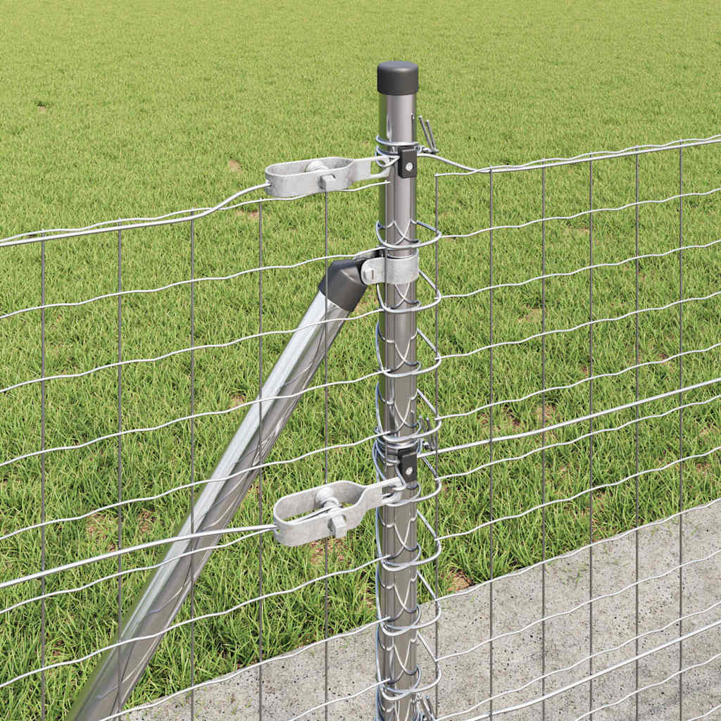 vidaXL Outdoor Euro Fence with Concrete Base 10 x 0.6 m Silver Mesh 5