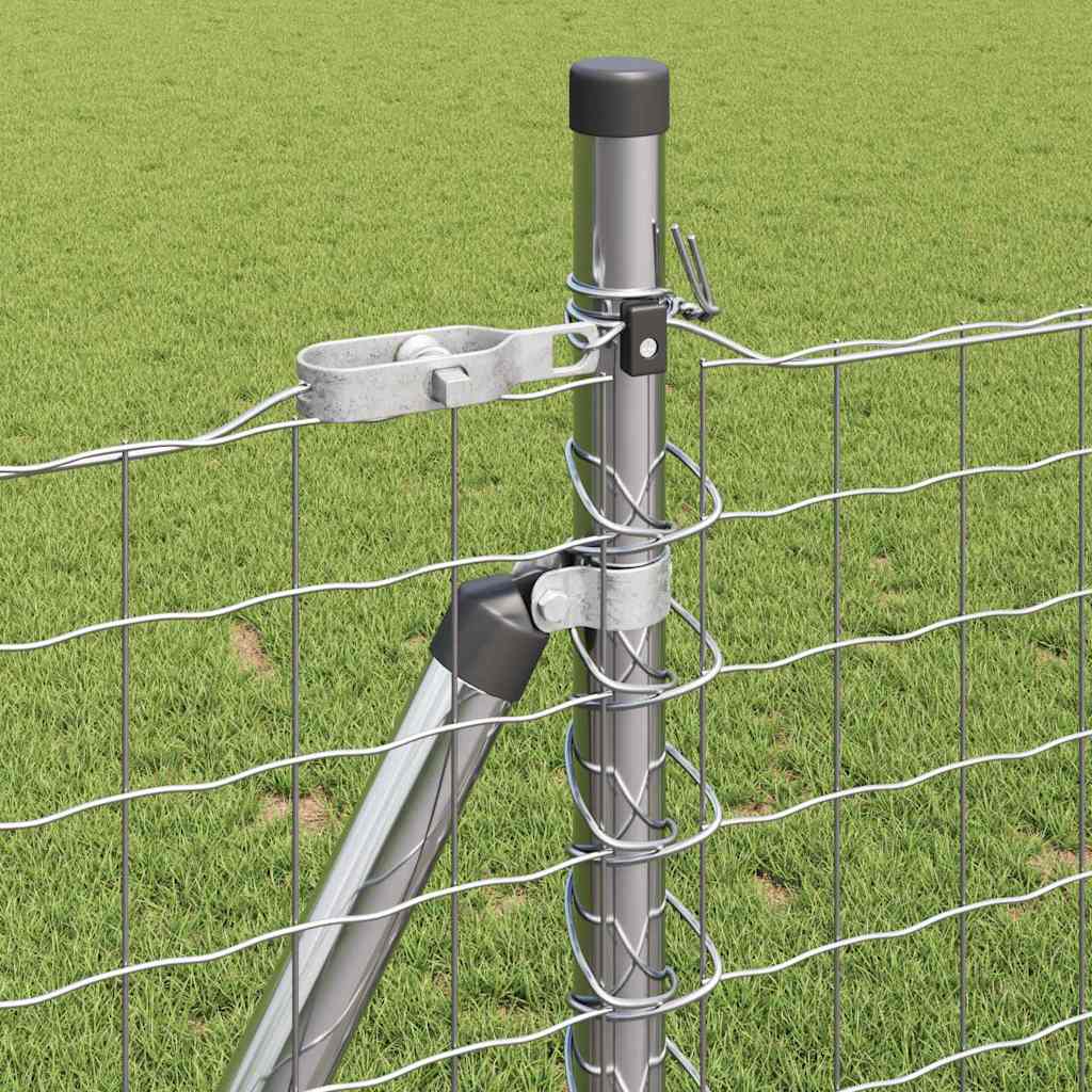 vidaXL Outdoor Euro Fence with Concrete Base 10 x 0.8 m Silver Mesh 5