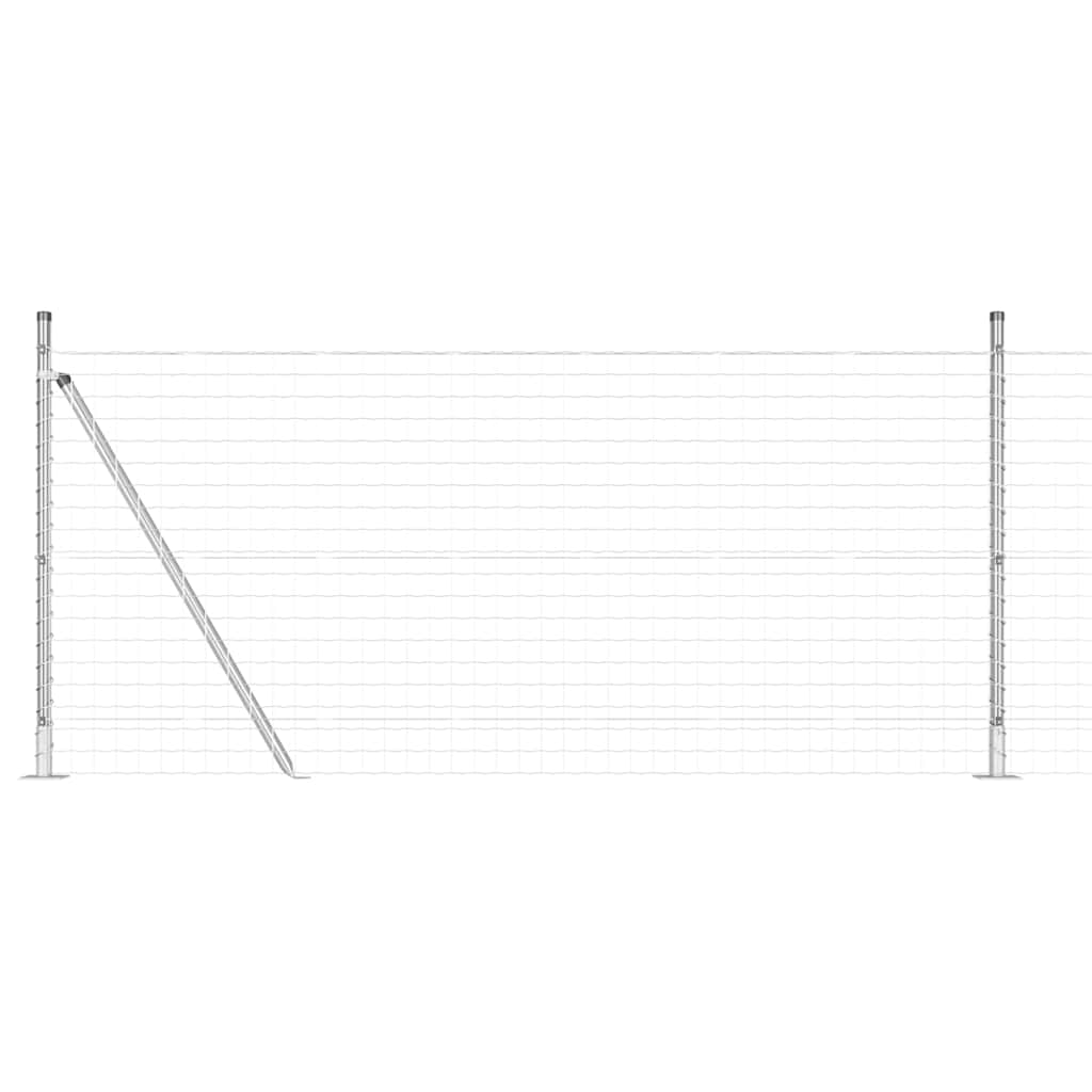 vidaXL Outdoor Euro Fence with Concrete Base 10 x 0.8 m Silver Mesh 2