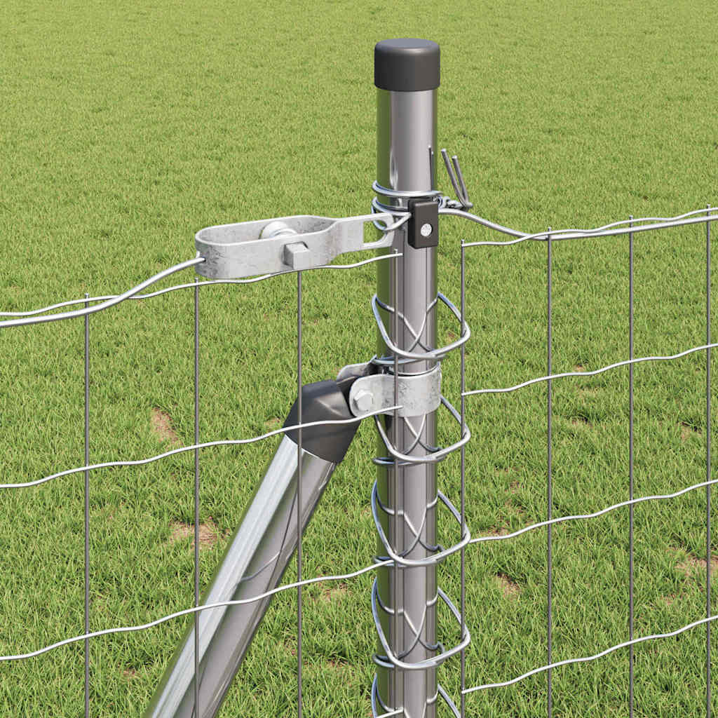 vidaXL Outdoor Euro Fence with Concrete Base 10 x 1 m Galvanised Steel 5