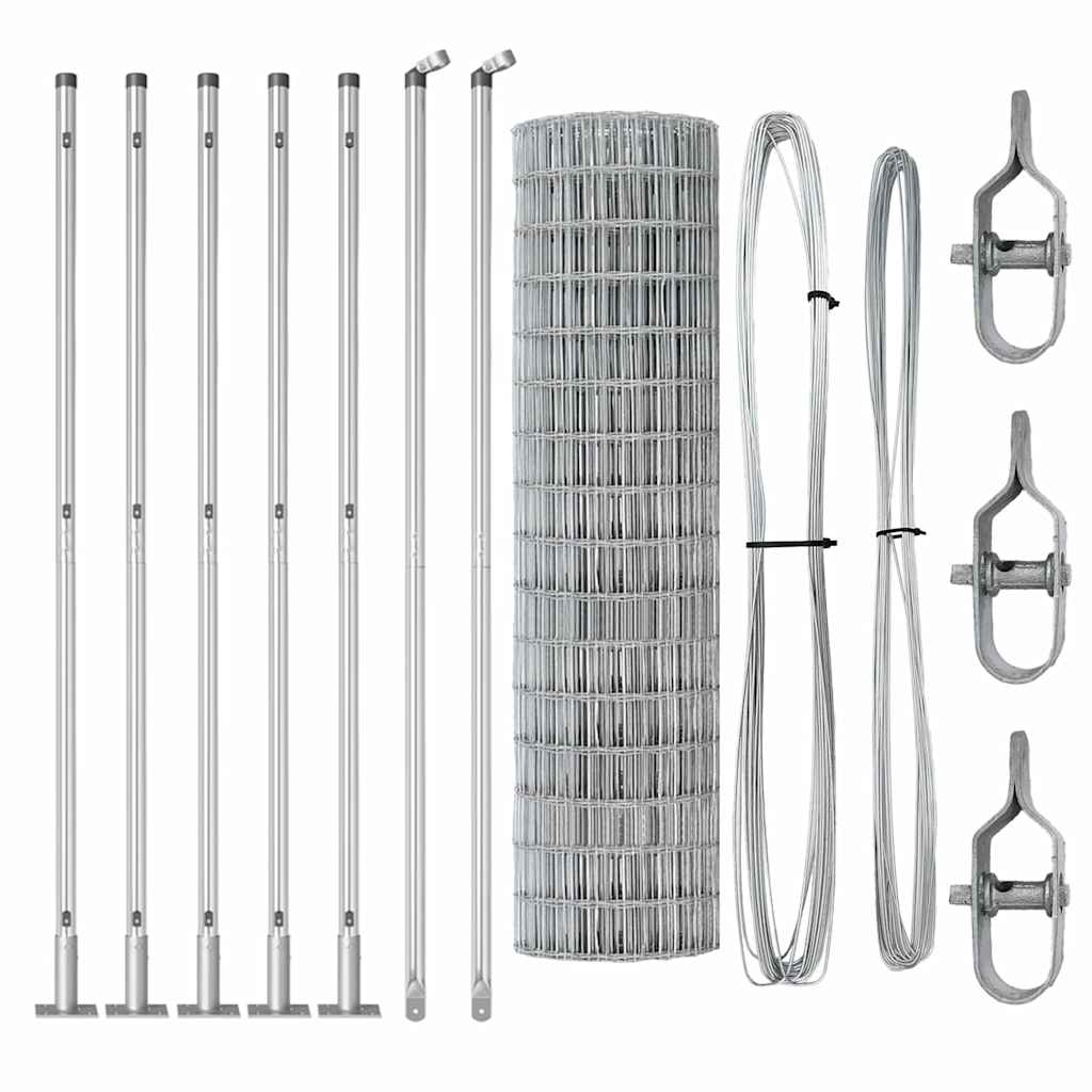 vidaXL Outdoor Euro Fence with Concrete Base 10 x 1 m Galvanised Steel 6