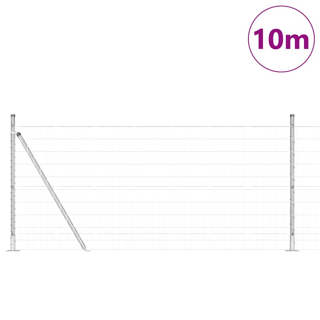 vidaXL Outdoor Euro Fence with Concrete Base 10 x 1 m Galvanised Steel 3