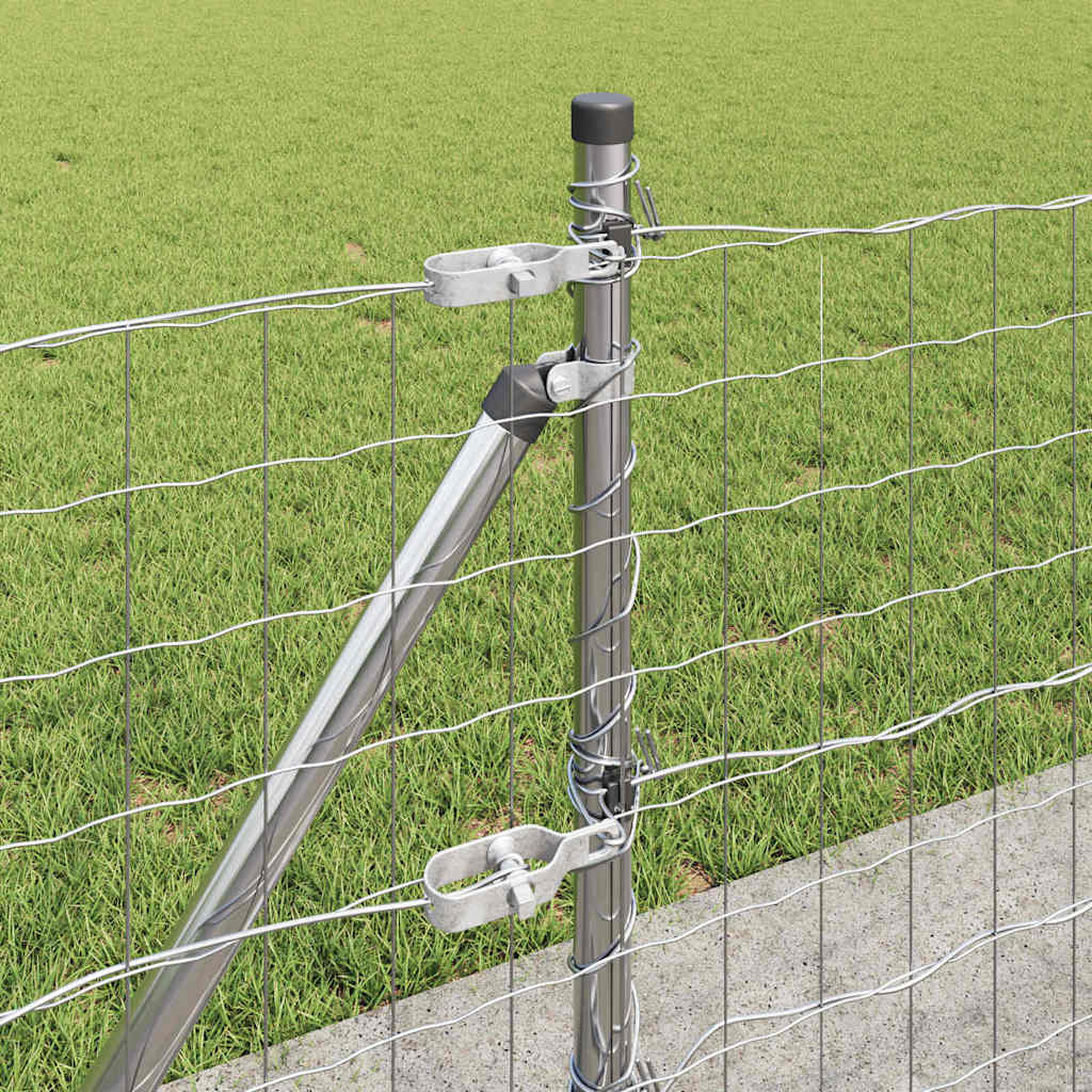 vidaXL Outdoor Euro Fence with Concrete Base 10 x 0.6 m Silver Mesh 5