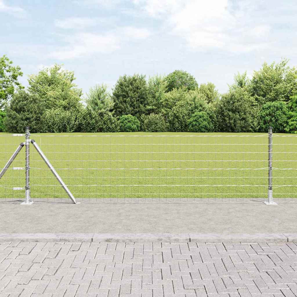 vidaXL Outdoor Euro Fence with Concrete Base 10 x 0.6 m Silver Mesh 1