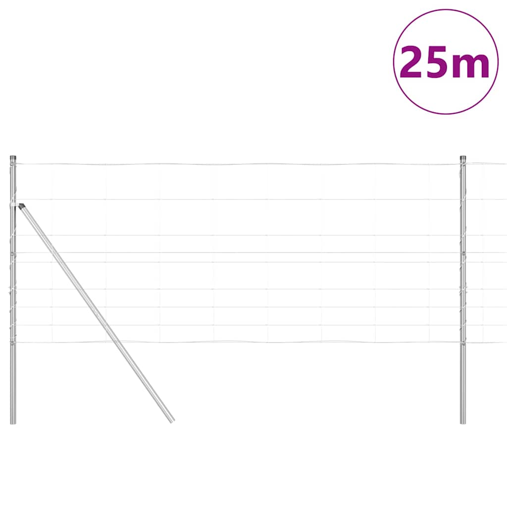 vidaXL Ground Fix Welded Wire Fence 25 x 1 m Galvanised Steel Silver 3
