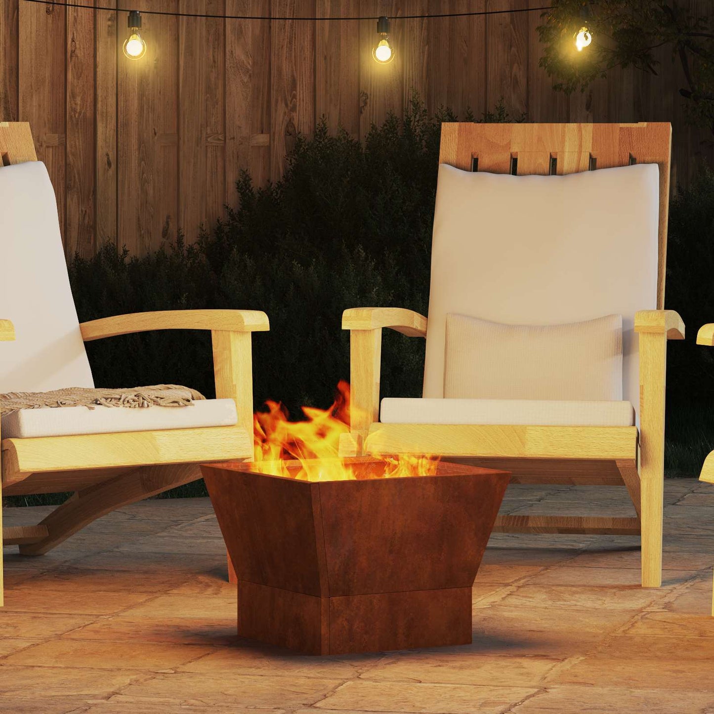 vidaXL Fire Bowl Rusty 40 x 40 x 35 cm Weathering Steel 4