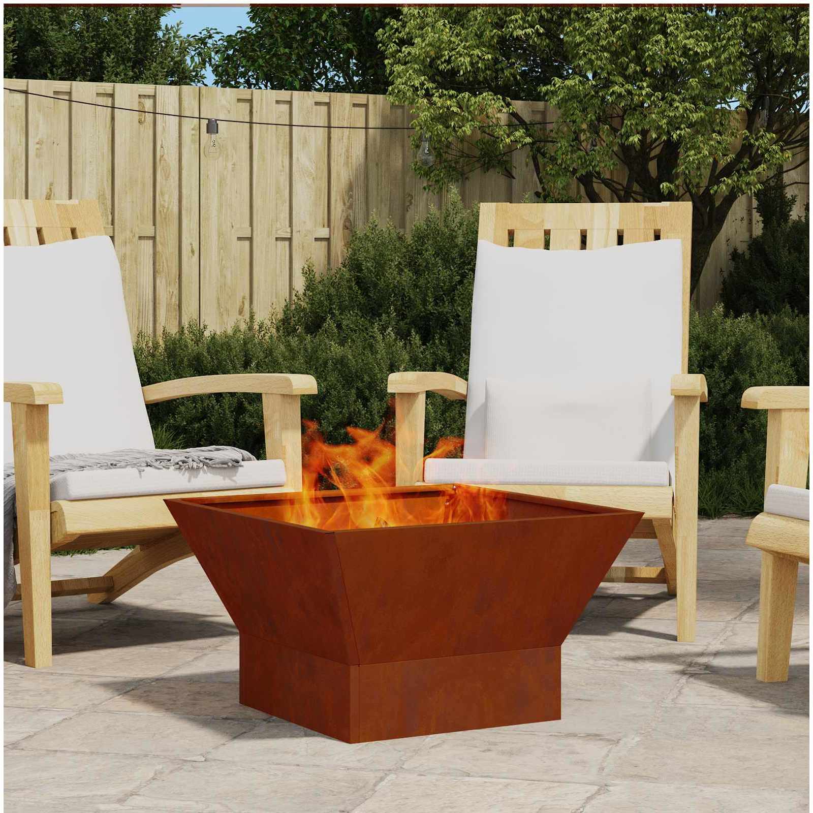 vidaXL Fire Bowl Rusty 60 x 60 x 35 cm Weathering Steel 1
