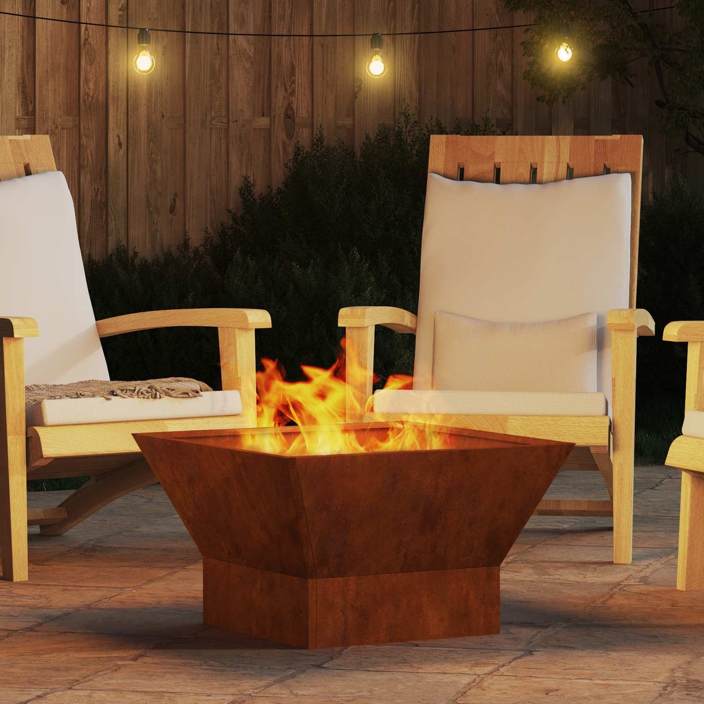 vidaXL Fire Bowl Rusty 60 x 60 x 35 cm Weathering Steel 4