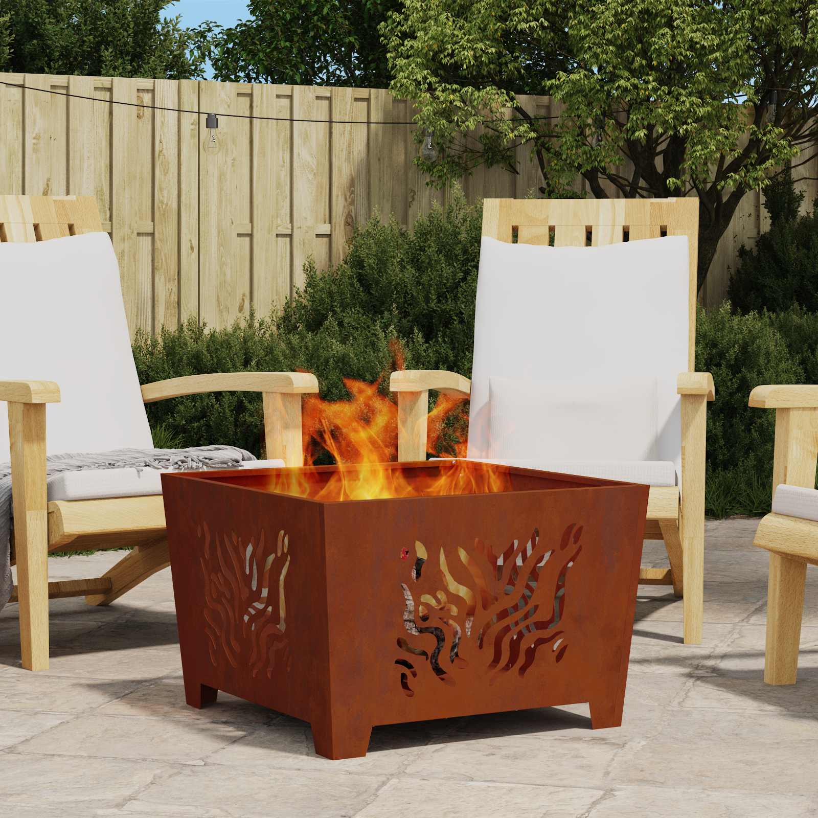 vidaXL Fire Pit Brown 60 x 60 x 40 cm Weathering steel 1