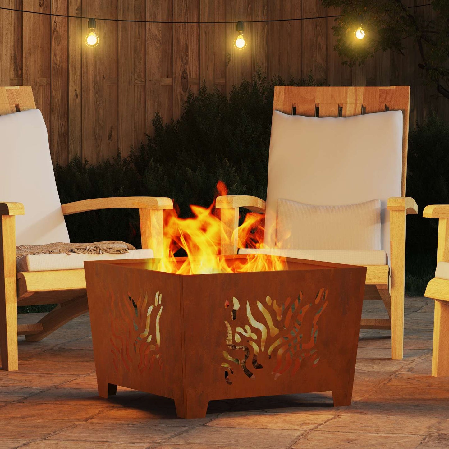 vidaXL Fire Pit Brown 60 x 60 x 40 cm Weathering steel 4