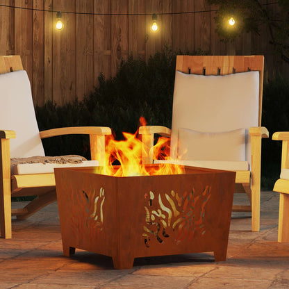 vidaXL Fire Pit Brown 60 x 60 x 40 cm Weathering steel 4