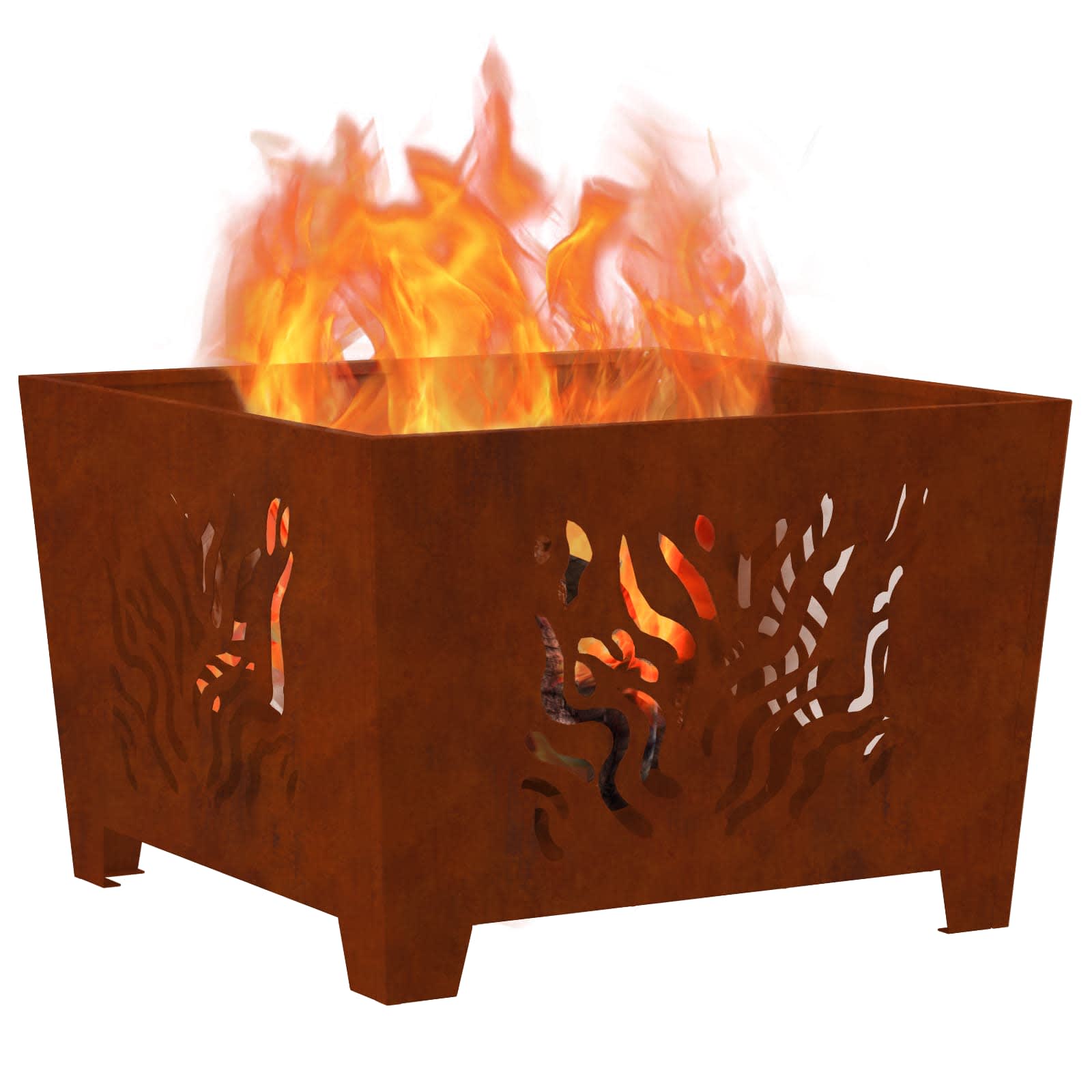 vidaXL Fire Pit Brown 60 x 60 x 40 cm Weathering steel 3