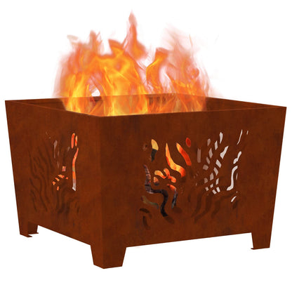 vidaXL Fire Pit Brown 60 x 60 x 40 cm Weathering steel 3