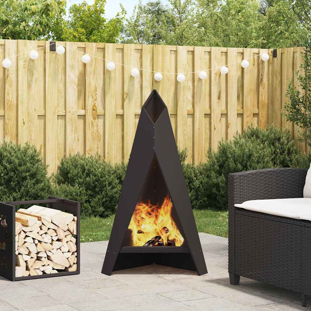 Fire Bowl Black 58 x 40 x 100 cm Weathering Steel Cold-rolled steel/black