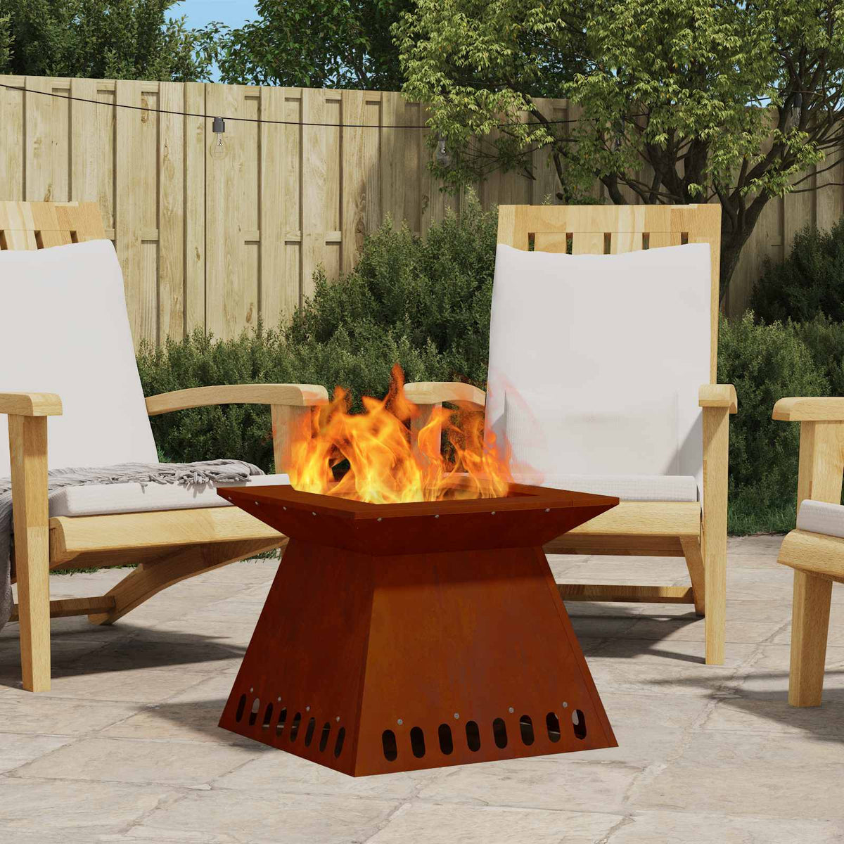 vidaXL Fire Bowl Rusty 48 x 48 x 40 cm Weathering Steel 1