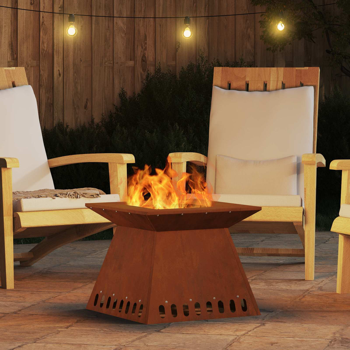vidaXL Fire Bowl Rusty 48 x 48 x 40 cm Weathering Steel 4