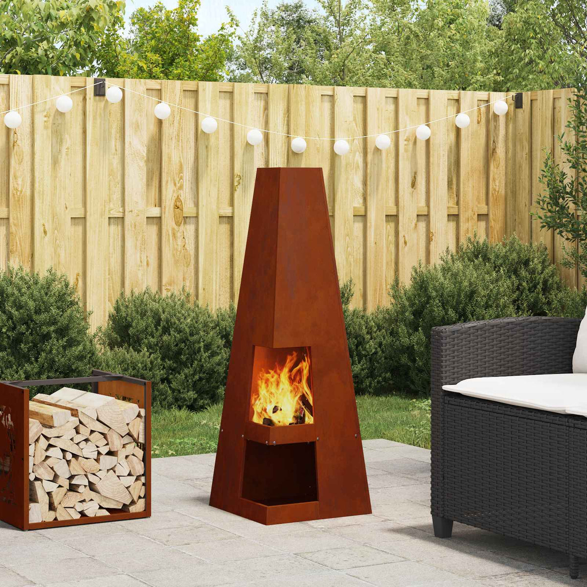 vidaXL Fire Bowl Rusty 35 x 35 x 100 cm 1