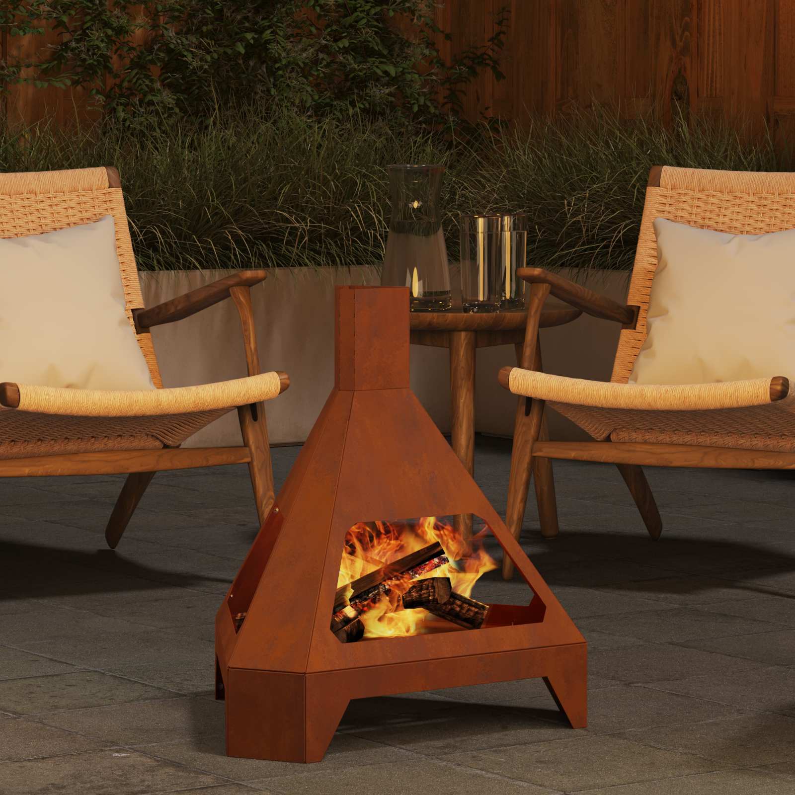 vidaXL Fire Bowl Rusty 50 x 43 x 52 cm Weathering Steel 4