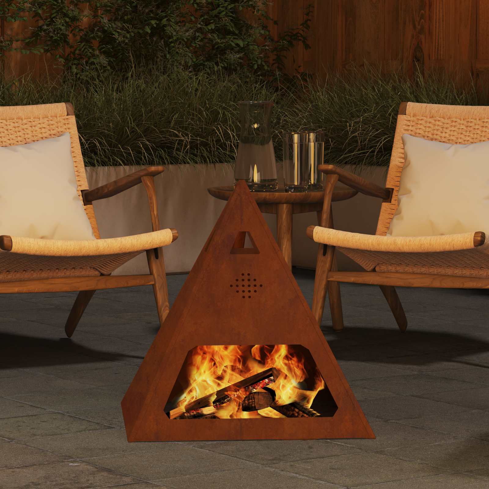 vidaXL Fire Bowl Rusty 50 x 50 x 51 cm Weathering Steel 4