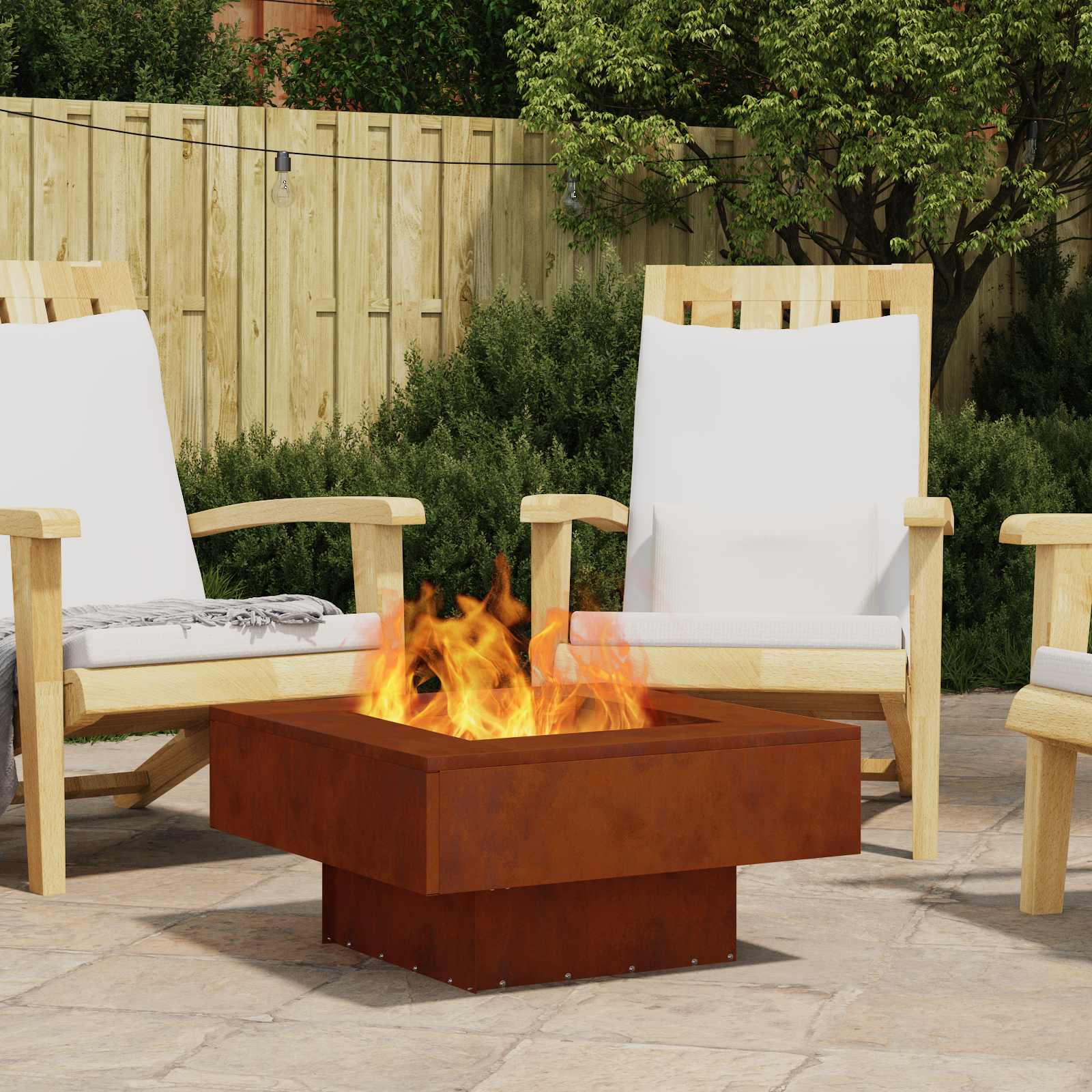 vidaXL Fire Bowl Rusty 60 x 60 x 30 cm Weathering Steel 1