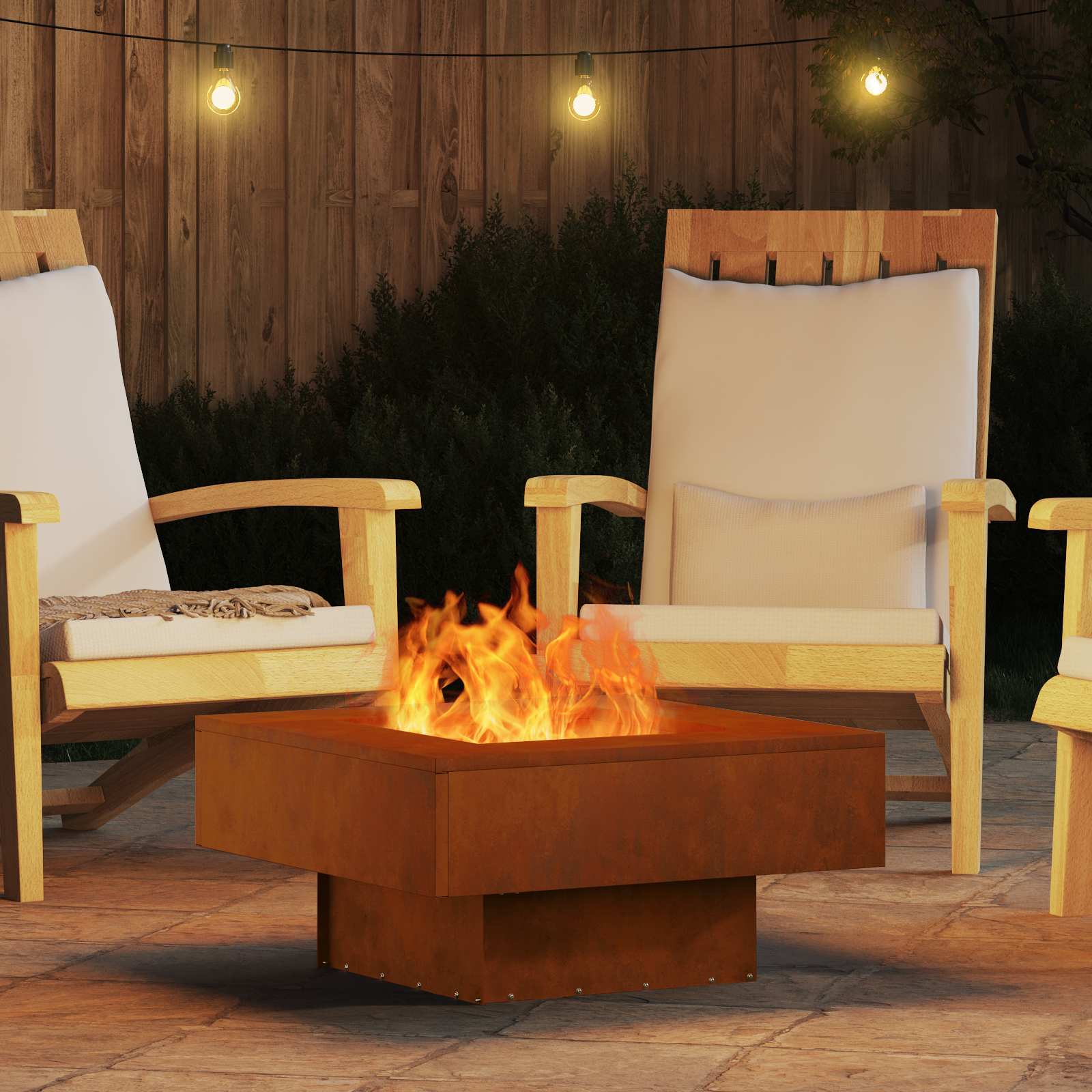 vidaXL Fire Bowl Rusty 60 x 60 x 30 cm Weathering Steel 4