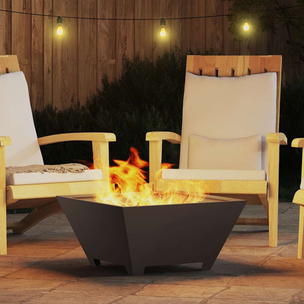 vidaXL Fire Bowl Black 60 x 60 x 30 cm Weathering Steel 4