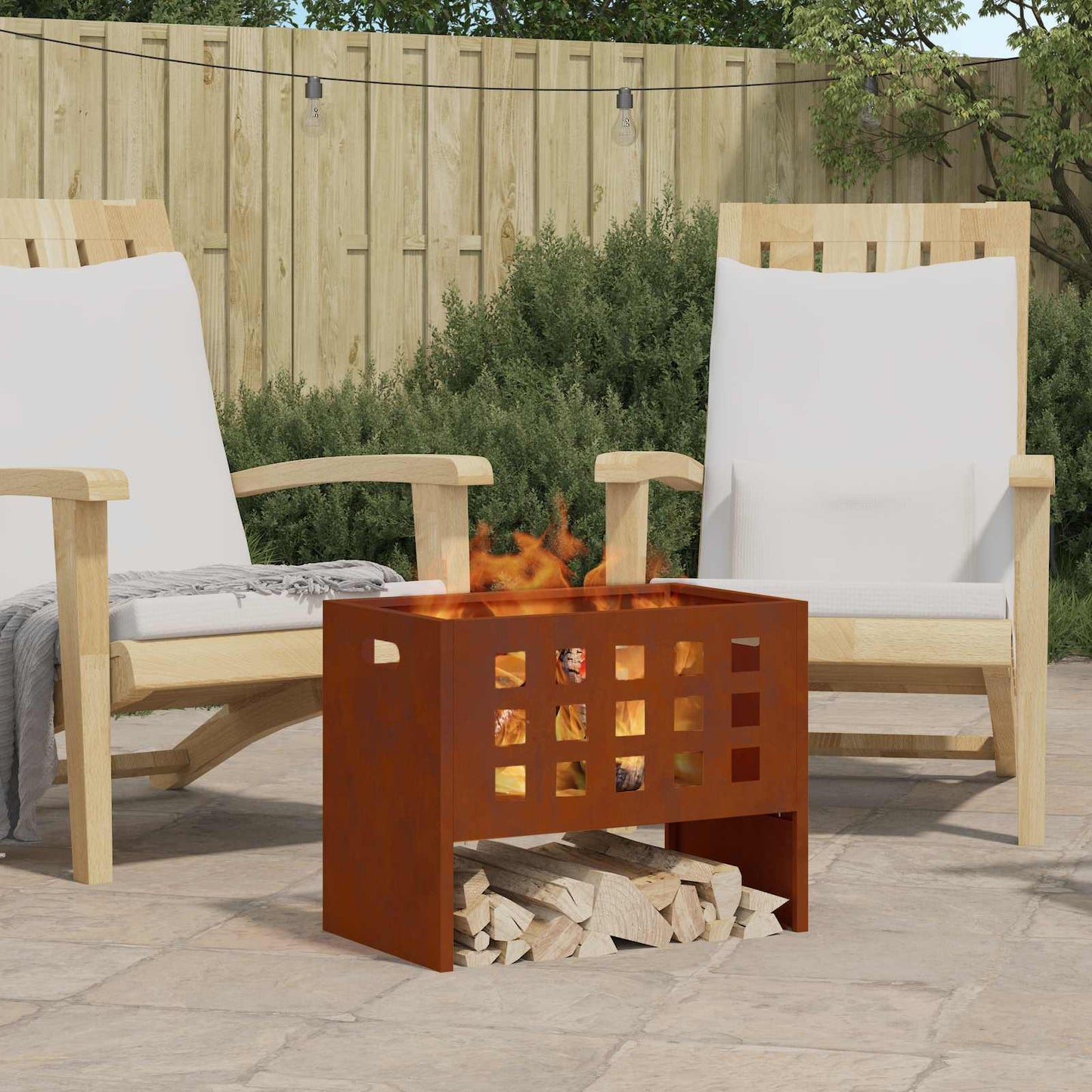 vidaXL Fire Bowl Brown 50 x 30 x 40 cm Steel 1