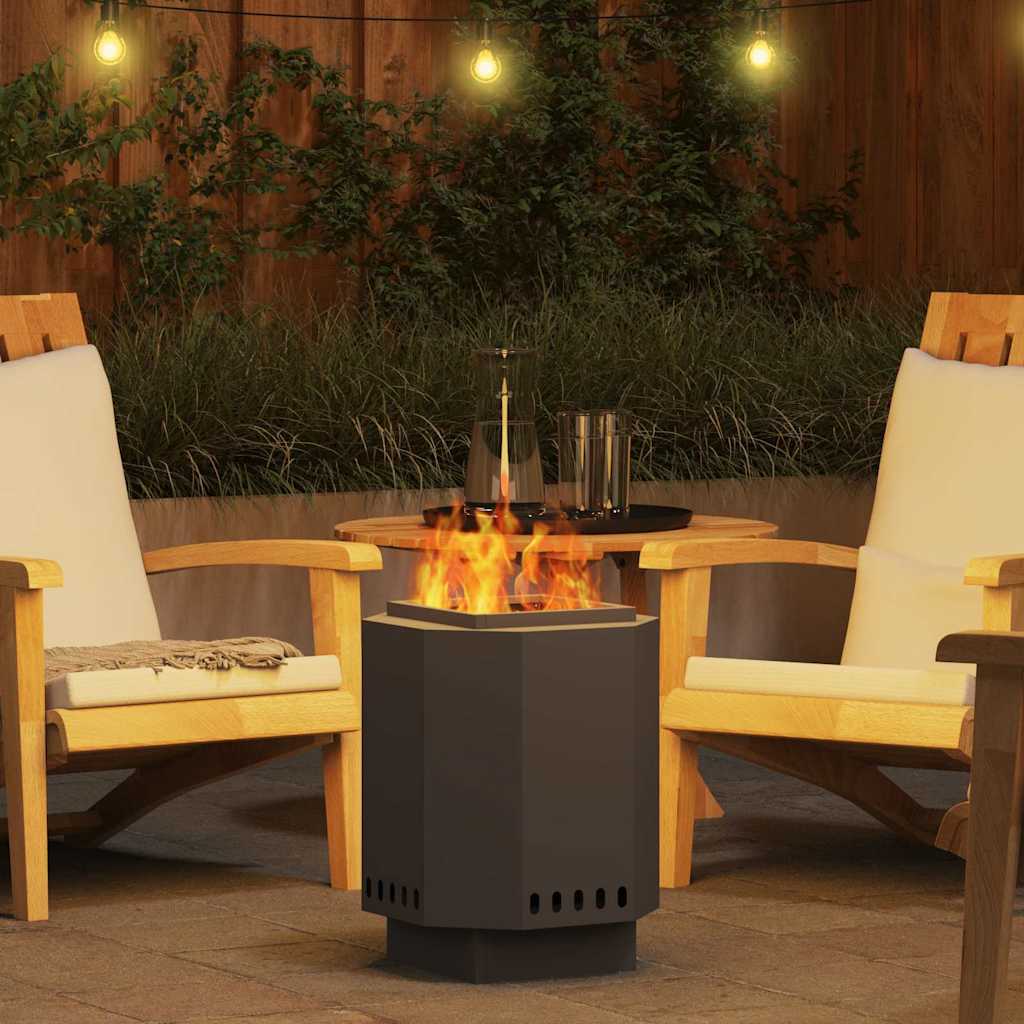 vidaXL Smokeless Fire Bowl Black 38 x 38 x 51 cm Weathering Steel 4