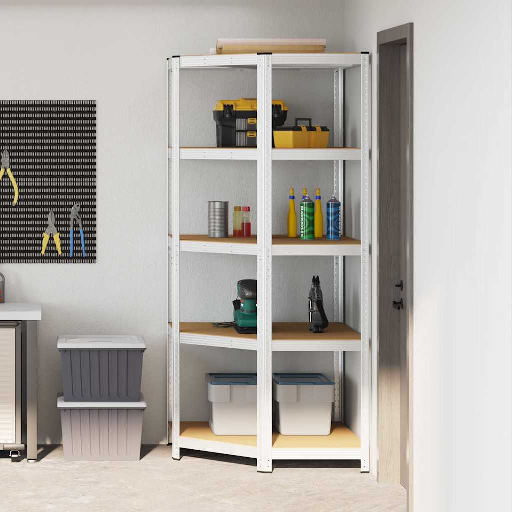 5-Layer Storage Shelf Steel&Engineered Wood Silver 50/90 x 50/90 x 198 cm