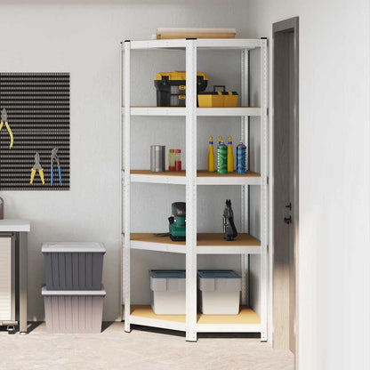 5-Layer Storage Shelf Steel&Engineered Wood Silver 50/90 x 50/90 x 198 cm