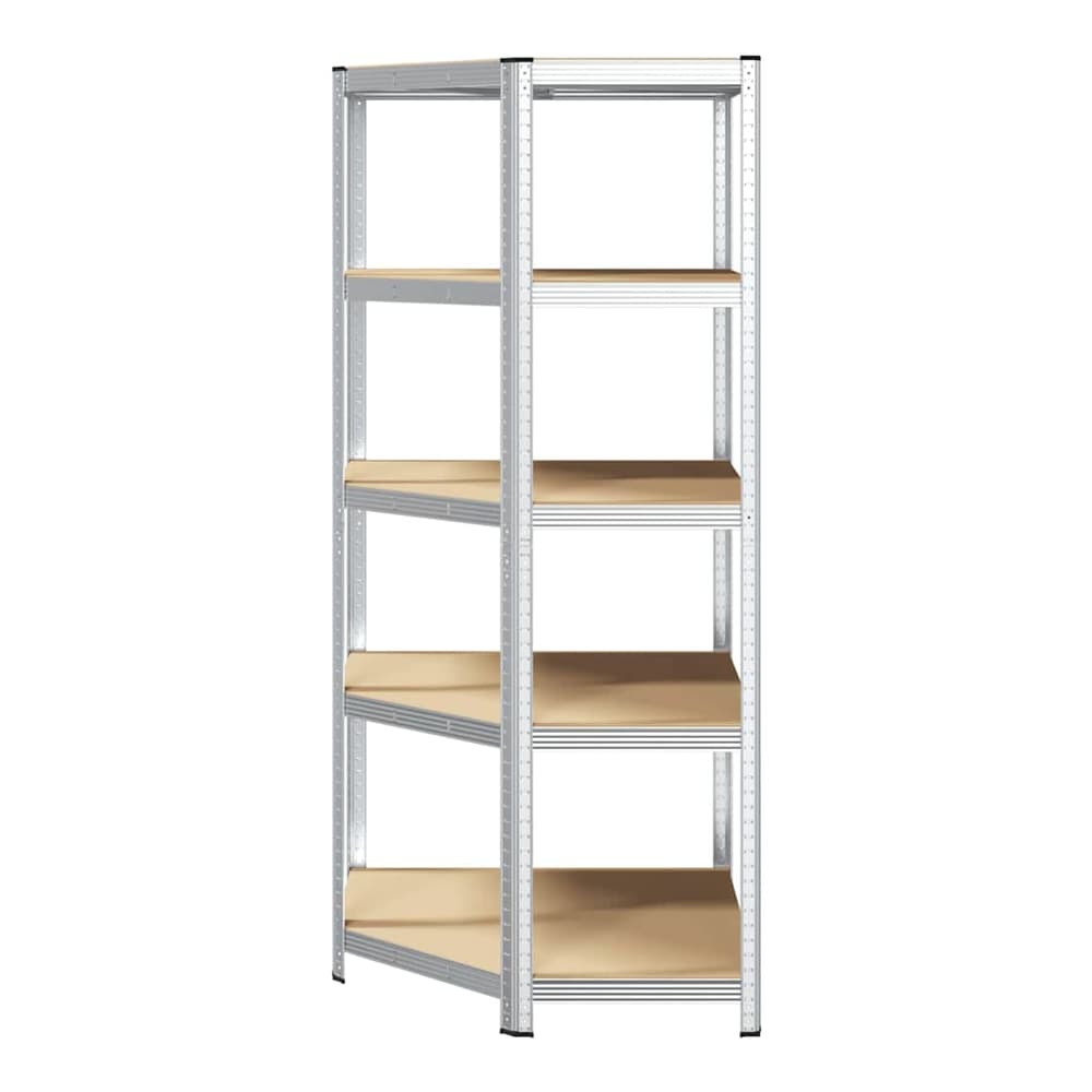 5-Layer Storage Shelf Steel&Engineered Wood Silver 50/90 x 50/90 x 198 cm