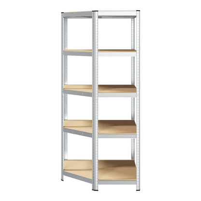 5-Layer Storage Shelf Steel&Engineered Wood Silver 50/90 x 50/90 x 198 cm
