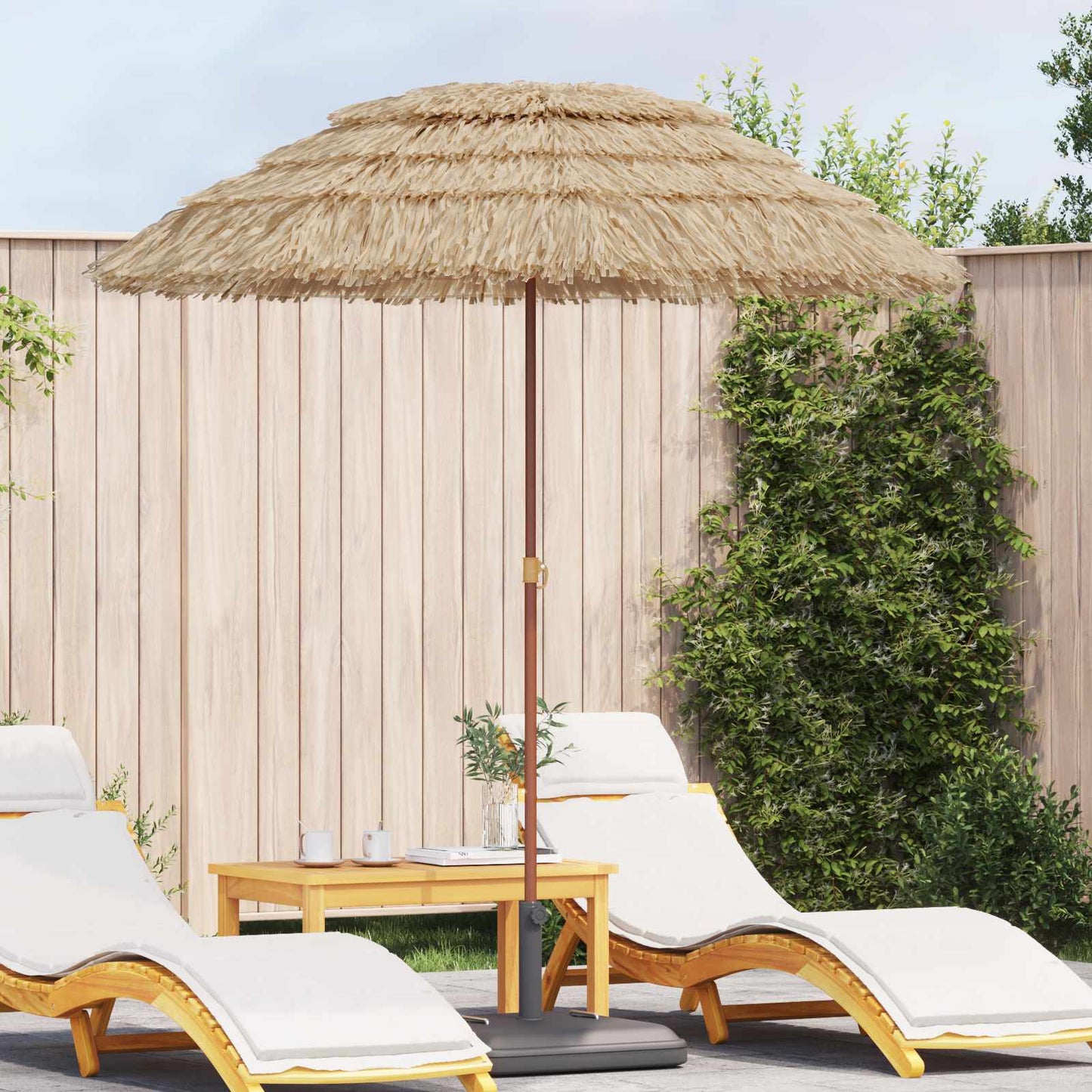 vidaXL Beach Parasol 160 x 160 x 196 cm Polyester and Steel Natural 1