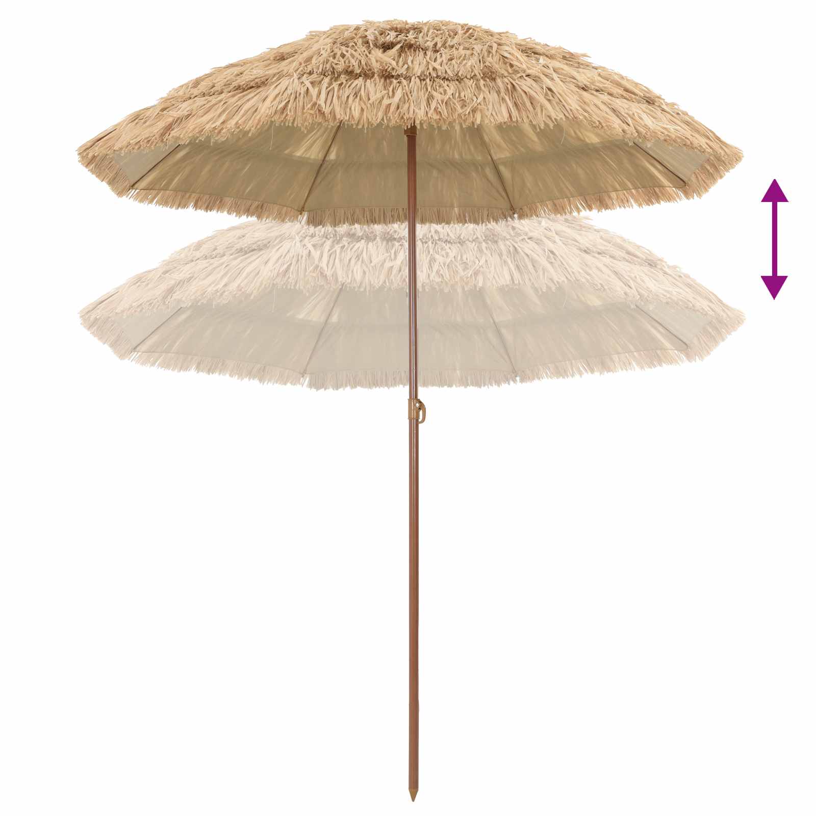 vidaXL Beach Parasol 160 x 160 x 196 cm Polyester and Steel Natural 5