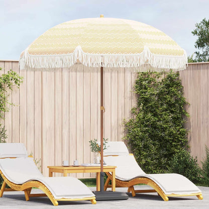 Beach Parasol 205 x 205 x 210 cm Polyester and Steel Round Yellow and white
