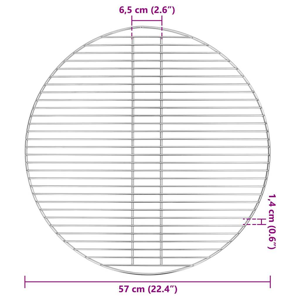 vidaXL BBQ Grill Grate Silver 57 x 57 cm Stainless Steel 6